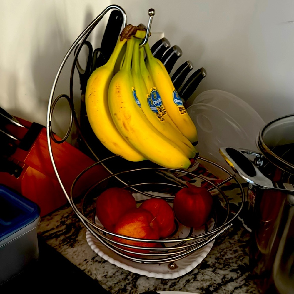 Fruit Basket Bowl with Banana Hanger,Standing Fruit or Vegetable Bowl Storage